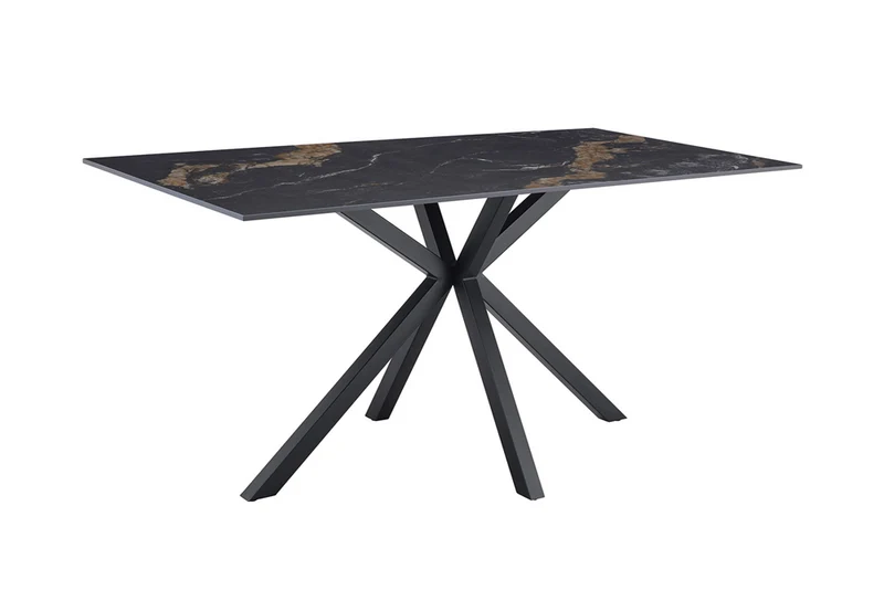 Table à manger moderne GALAXIE 160cm Aurora Oro céramique sable or noir