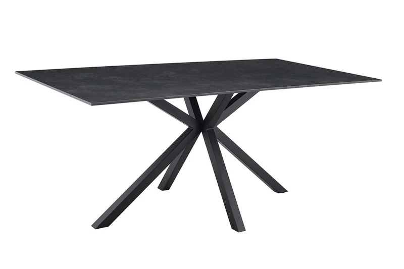 Table à manger moderne GALAXIE 180cm céramique anthracite structure étoile métal noir