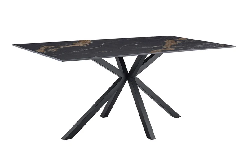 Table à manger moderne GALAXIE 180cm Aurora Oro céramique sable or noir