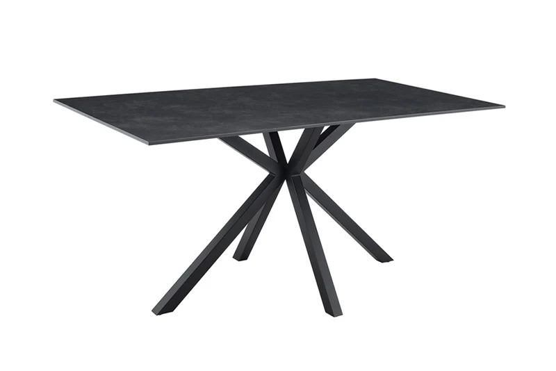 Table à manger moderne GALAXIE 160cm céramique anthracite structure étoile métal noir