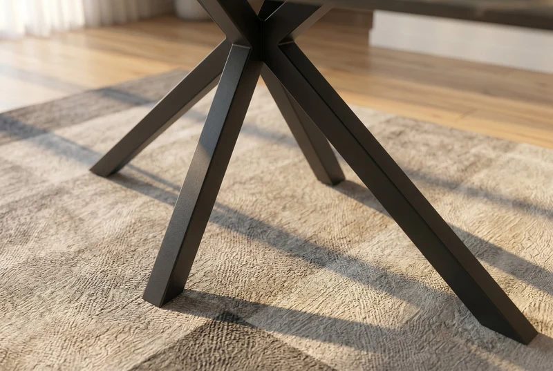 Table à manger moderne GALAXIE 160cm céramique anthracite structure étoile métal noir