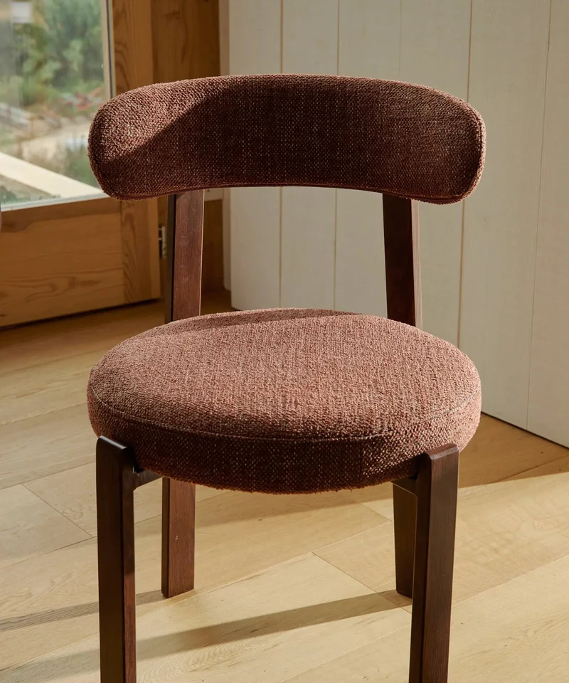 Silla de Comedor Tapizada y en Metal efecto Madera Aura