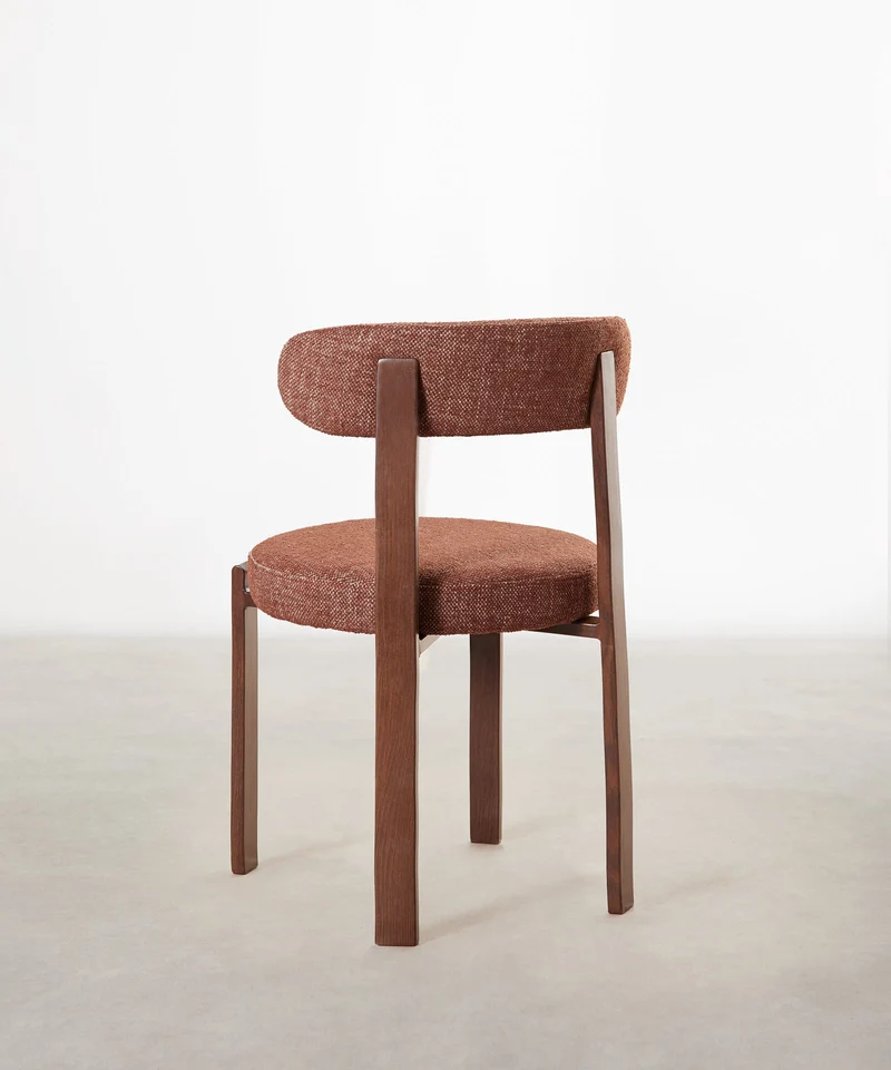 Silla de Comedor Tapizada y en Metal efecto Madera Aura