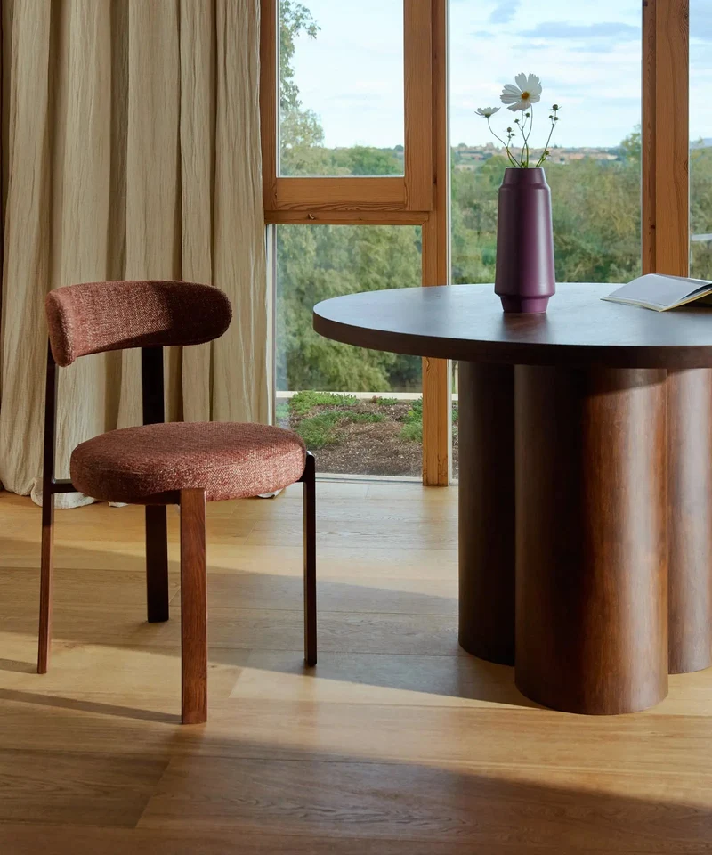 Silla de Comedor Tapizada y en Metal efecto Madera Aura
