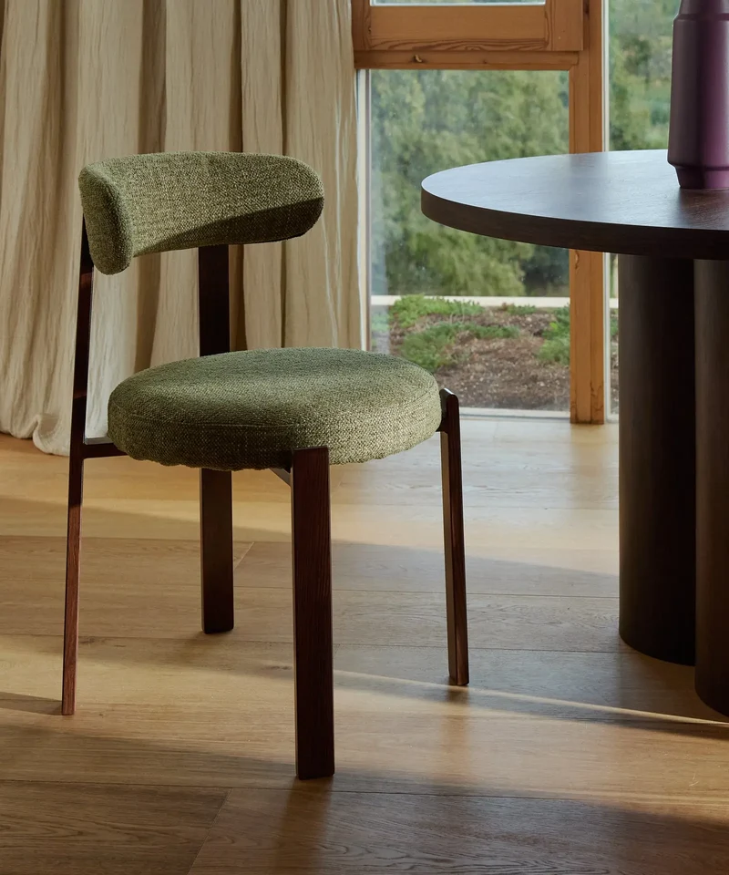 Silla de Comedor Tapizada y en Metal efecto Madera Aura