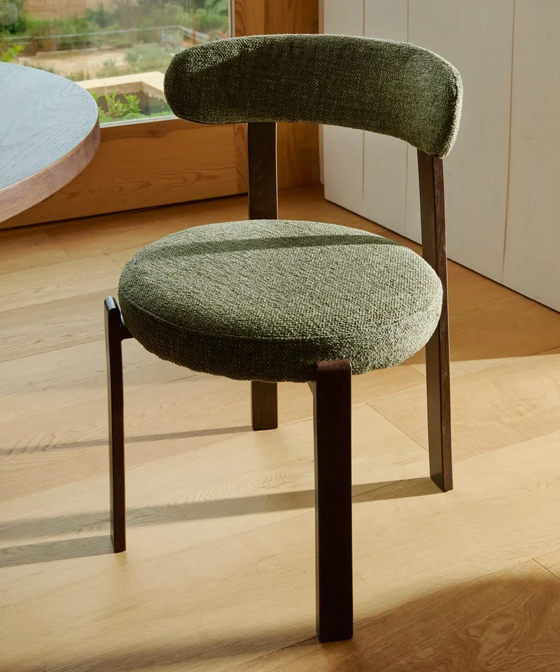 Silla de Comedor Tapizada y en Metal efecto Madera Aura