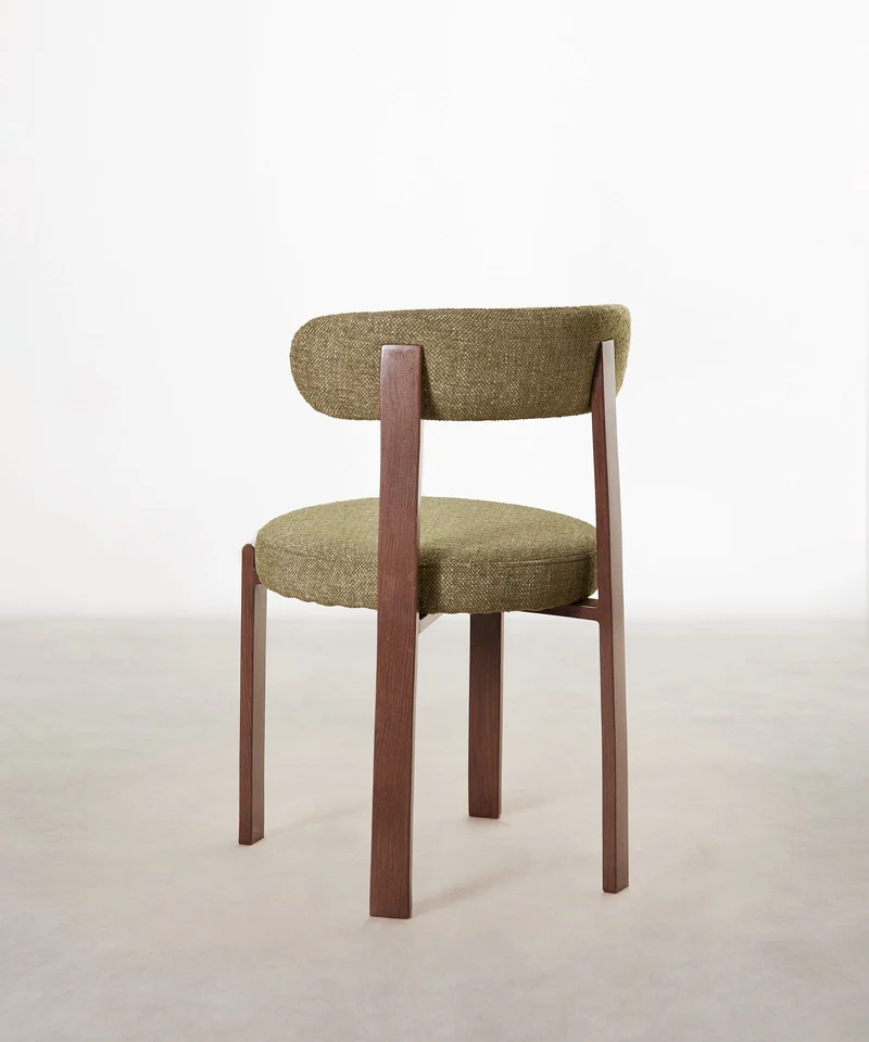 Silla de Comedor Tapizada y en Metal efecto Madera Aura