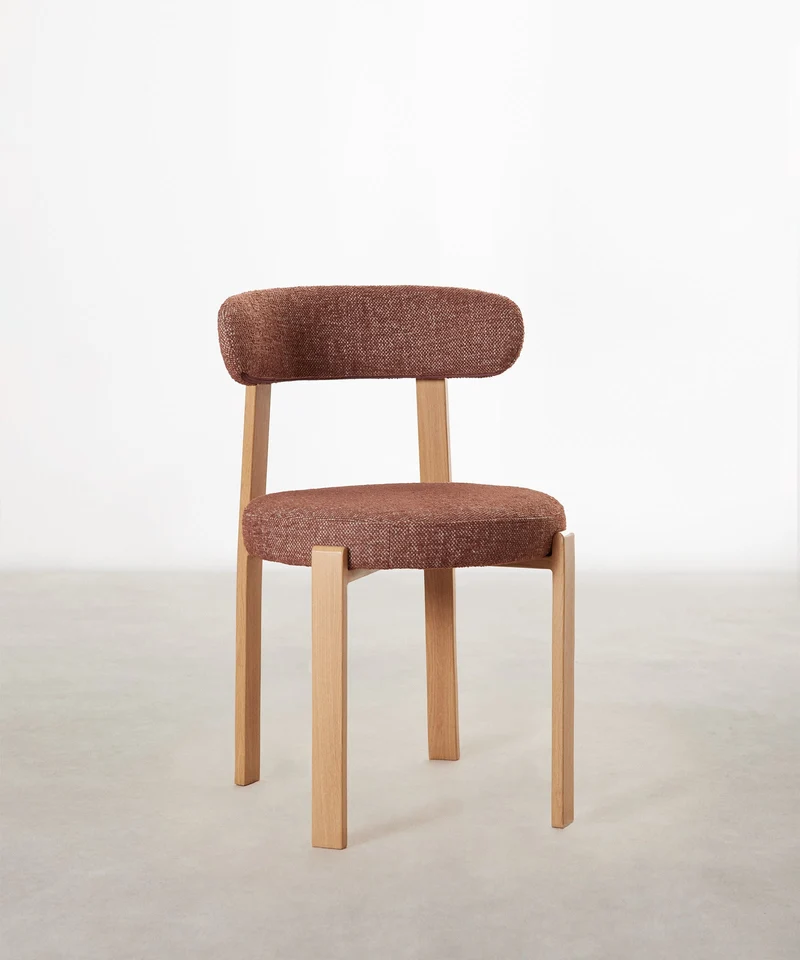 Silla de Comedor Tapizada y en Metal efecto Madera Aura