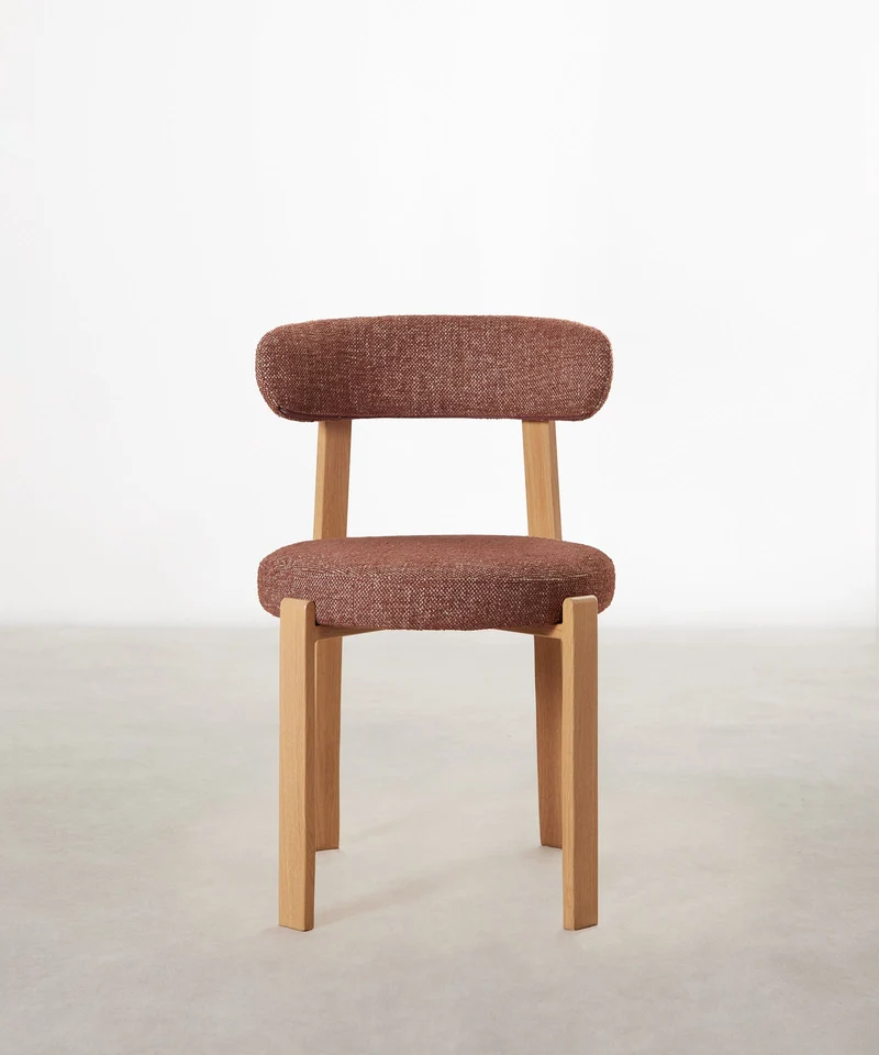 Silla de Comedor Tapizada y en Metal efecto Madera Aura