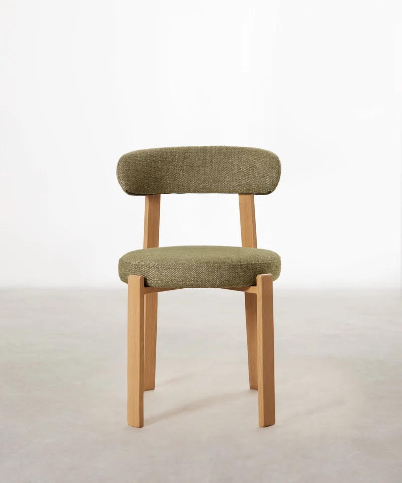 Silla de Comedor Tapizada y en Metal efecto Madera Aura