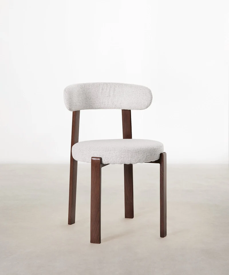 Silla de Comedor Tapizada y en Metal efecto Madera Aura