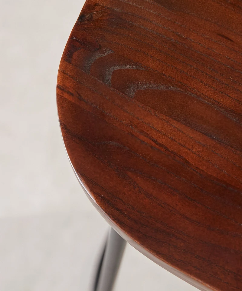 Taburete Alto en Acero y Madera Mel