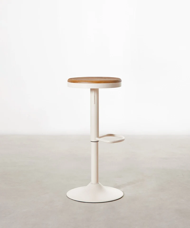 Taburete Alto Regulable en Acero y Madera Oslo