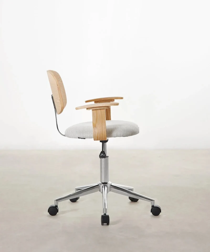 Silla de Escritorio de Madera y Tapizada Ajustable Morgan