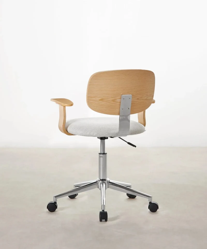 Silla de Escritorio de Madera y Tapizada Ajustable Morgan