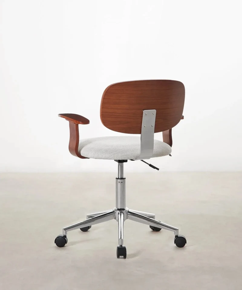 Silla de Escritorio de Madera y Tapizada Ajustable Morgan