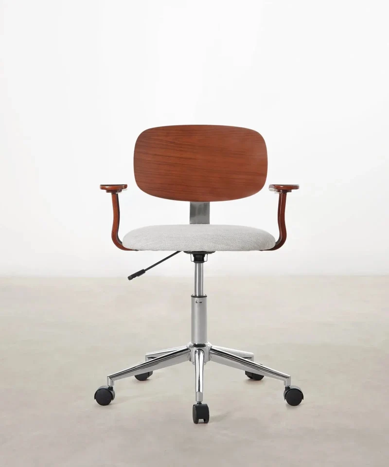 Silla de Escritorio de Madera y Tapizada Ajustable Morgan