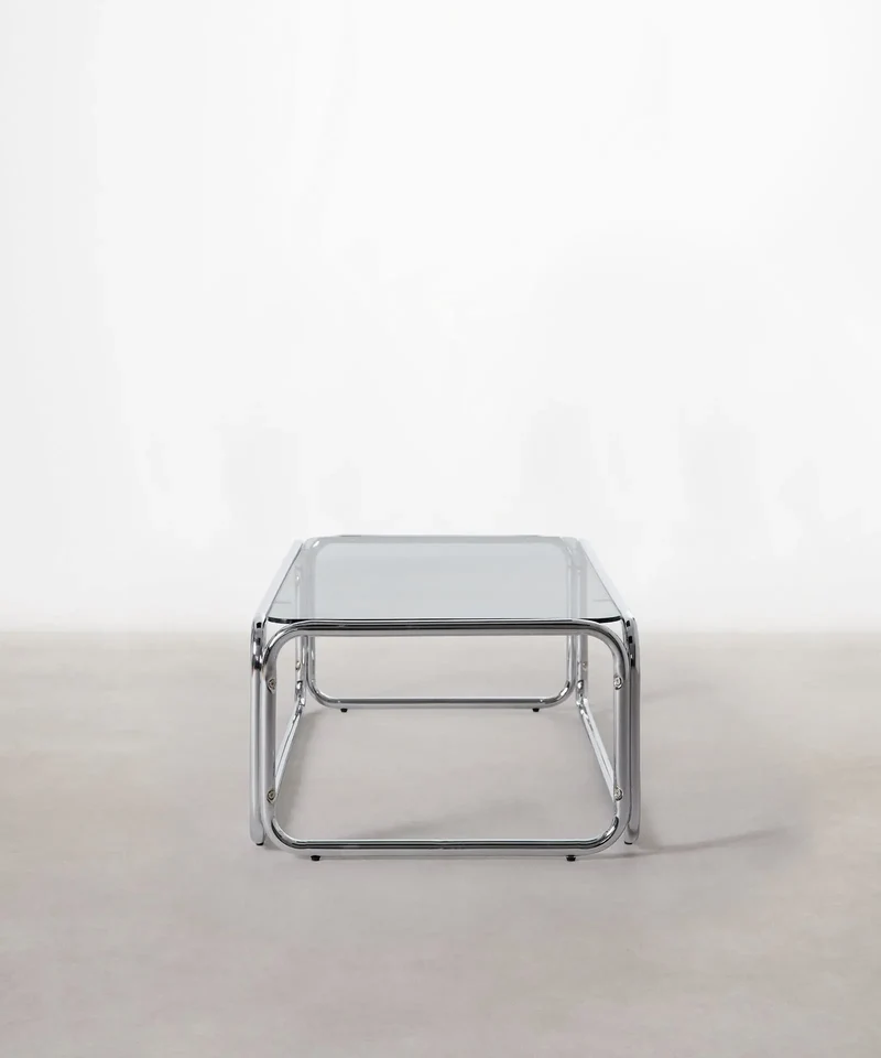 Mesa de Centro Rectangular de Metal y Cristal Templado Mai (120x60cm)