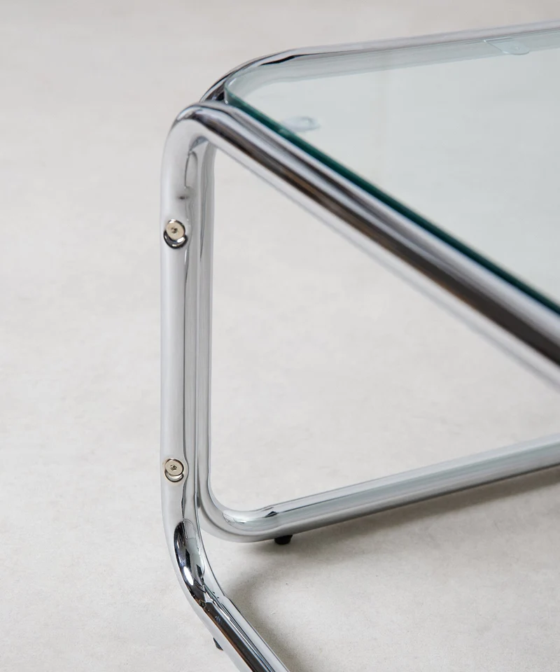 Mesa de Centro Rectangular de Metal y Cristal Templado Mai (120x60cm)
