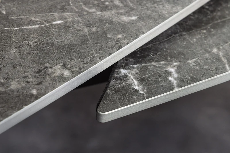 Table à manger extensible INCEPTION 130-190cm anthracite ovale céramique noir métal