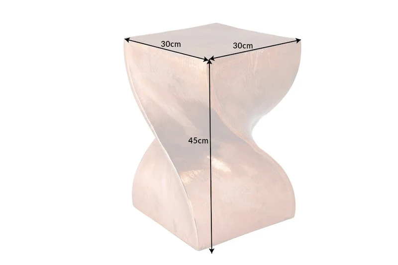 Table d'appoint sculpturale TWIST 45cm table de chevet artisanale en métal flammé cuivré
