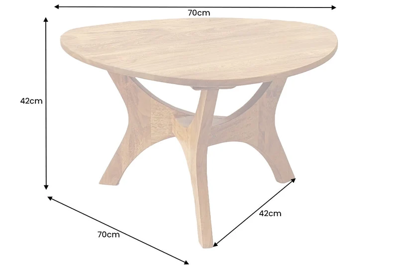 Table basse en bois massif ARCHITECTURE 70cm finition miel naturel acacia triangulaire