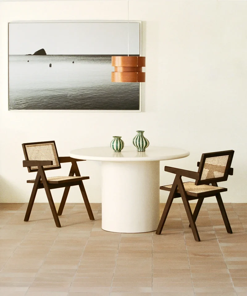 Silla de Comedor en Madera y Ratán con Reposabrazos Chiara Arms