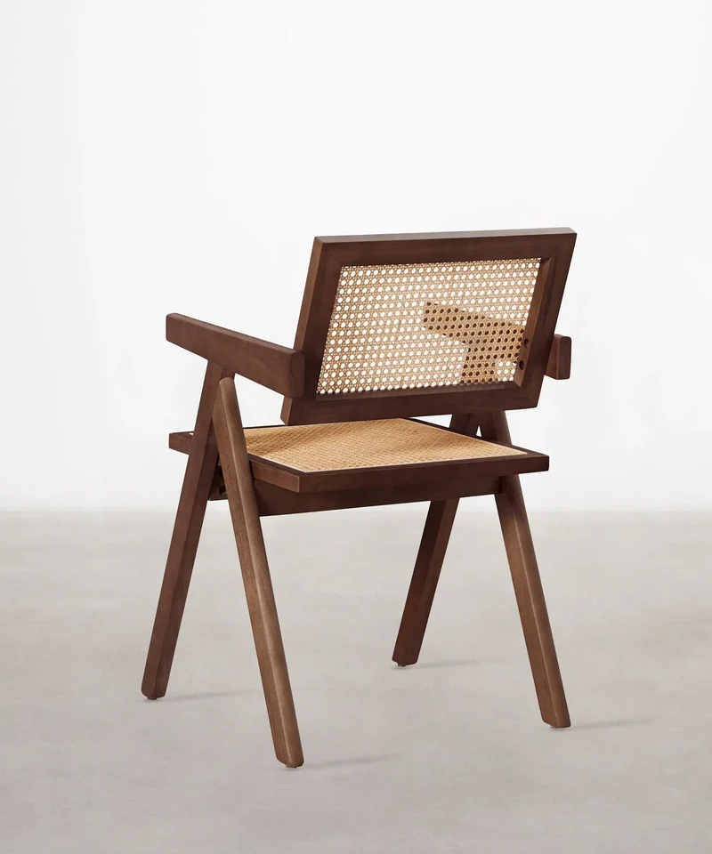 Silla de Comedor en Madera y Ratán con Reposabrazos Chiara Arms