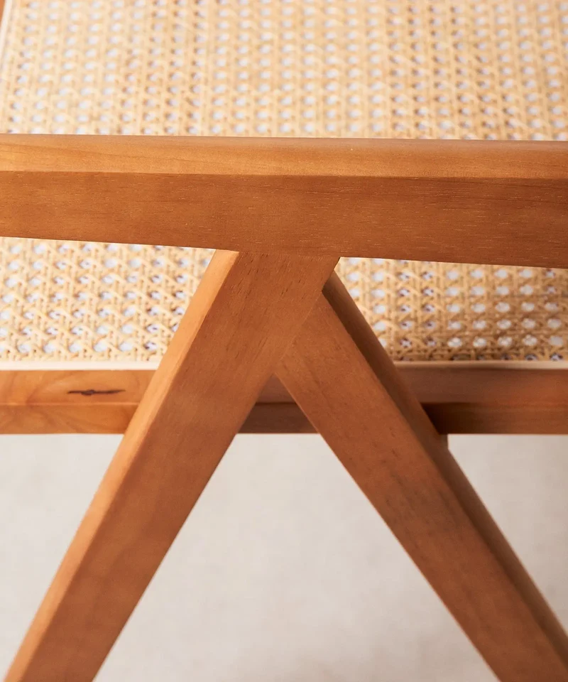 Silla de Comedor en Madera y Ratán con Reposabrazos Chiara Arms