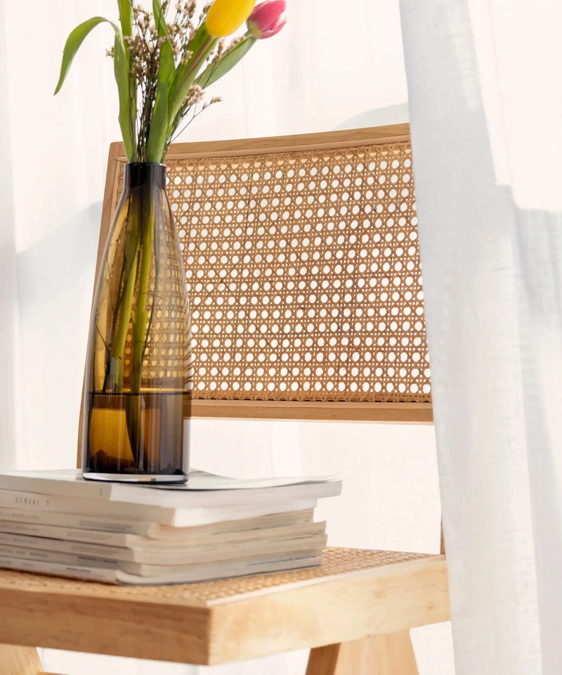 Silla de Comedor en Madera y Ratán con Reposabrazos Chiara Arms