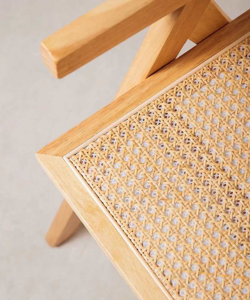 Silla de Comedor en Madera y Ratán con Reposabrazos Chiara Arms