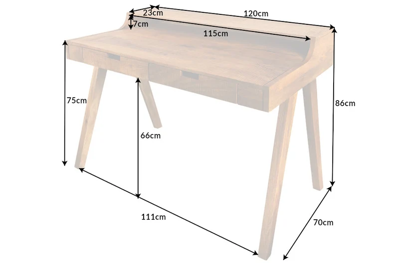 Secrétaire massif MONSOON 120cm bureau en manguier