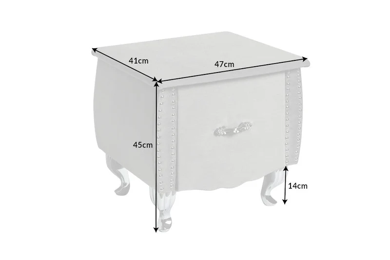 Table de chevet élégante EXTRAVAGANCIA 50cm commode de nuit en velours gris argenté avec tiroir