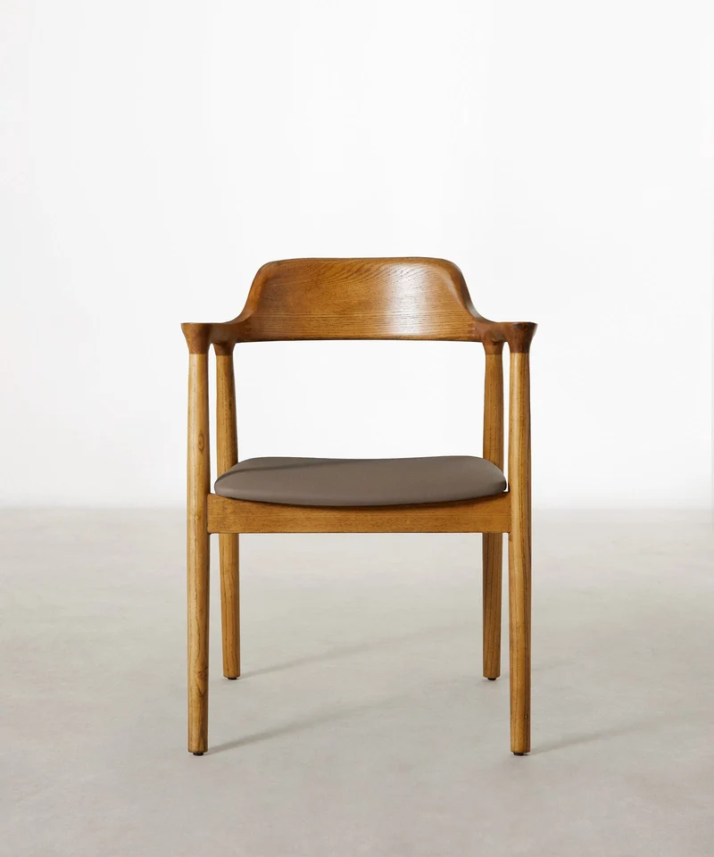 Silla de Comedor en Madera y Polipiel Olivia - Nogal Claro