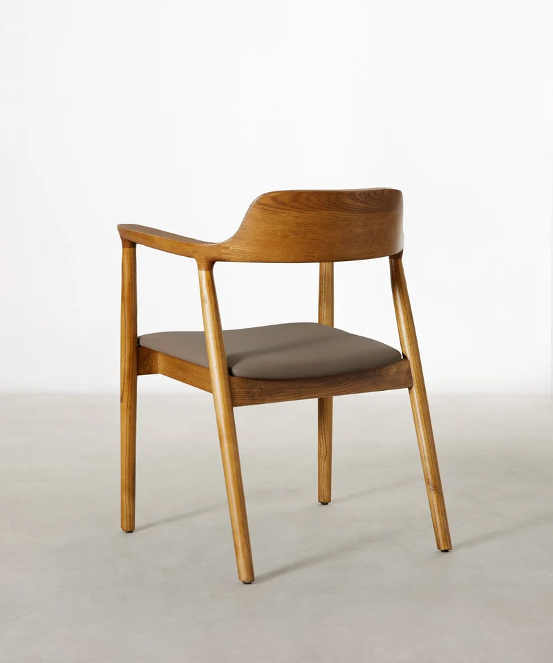 Silla de Comedor en Madera y Polipiel Olivia - Nogal Claro