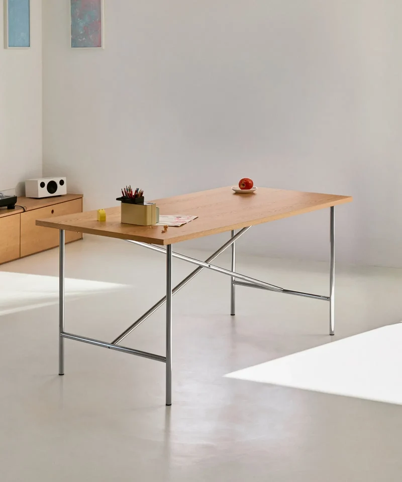 Mesa de Comedor Rectangular en Madera y Metal Minel (160x80cm)