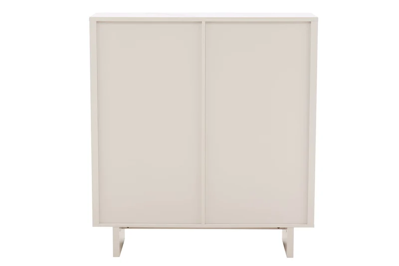 Buffet design SAVOY 130cm cachemire marbre blanc céramique avec rangements et façade 3D