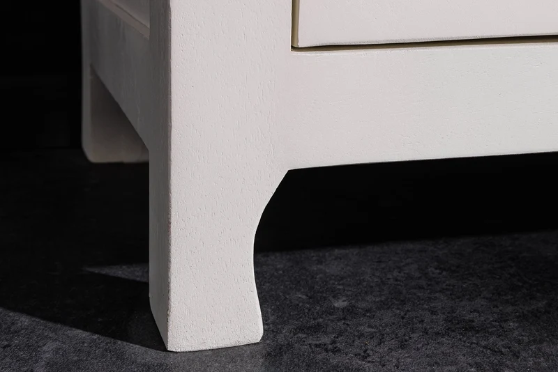 Buffet haut massif MARRAKESCH 140cm en manguier blanc avec décoration faite main