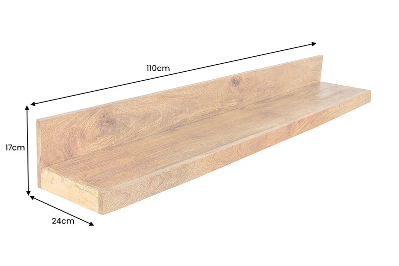 Etagère murale solide MAKASSAR 110cm en bois de manguier naturel fait main