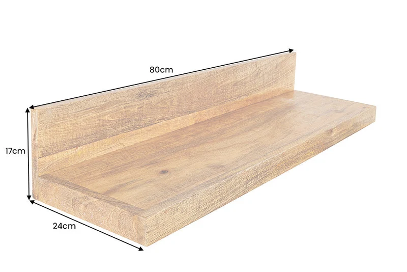 Etagère murale solide MAKASSAR 80cm en bois de manguier naturel fait main