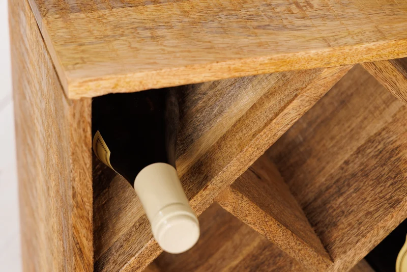 Casier à vin en bois massif CUBUS 40cm Table d’appoint faite main en manguier