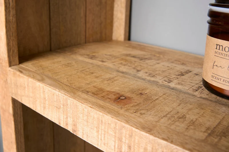Etagère solide IRON CRAFT 176cm bibliothèque en bois de manguier quatre compartiments design industriel