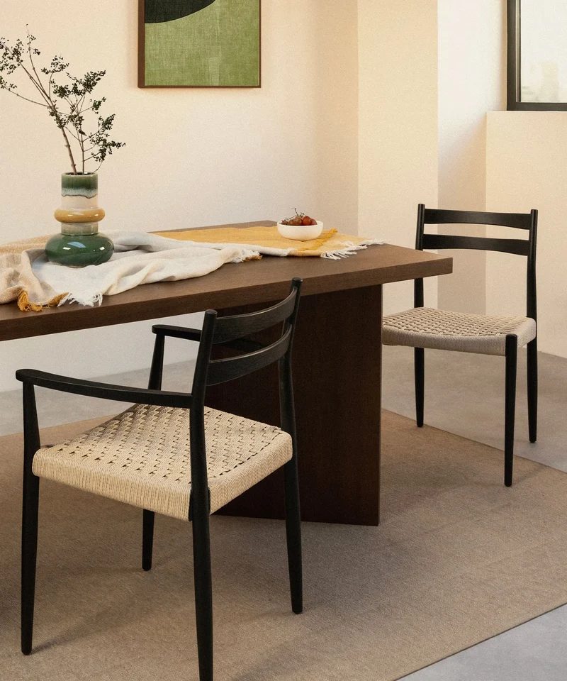 Silla de Comedor de Madera y Cuerda Trenzada Nona