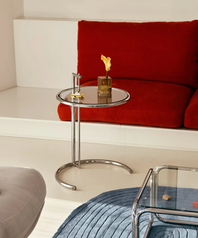 Mesa Auxiliar en Acero y Cristal Helen