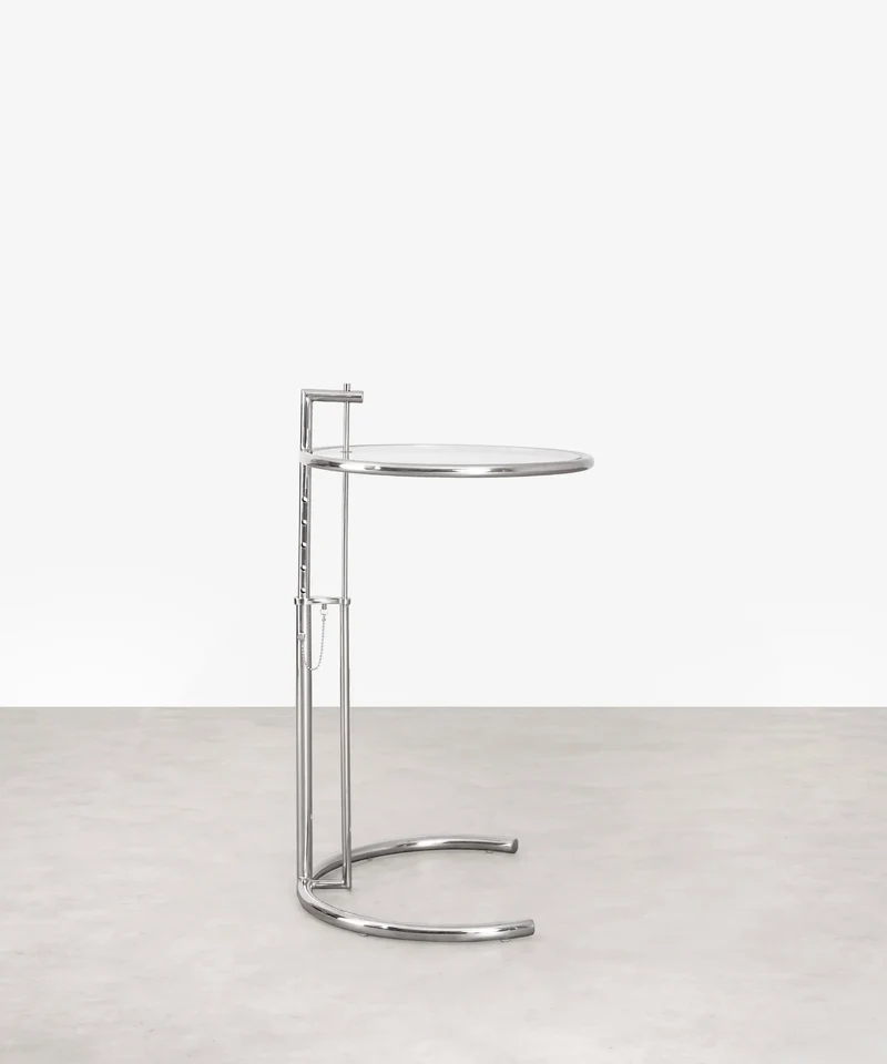 Mesa Auxiliar en Acero y Cristal Helen