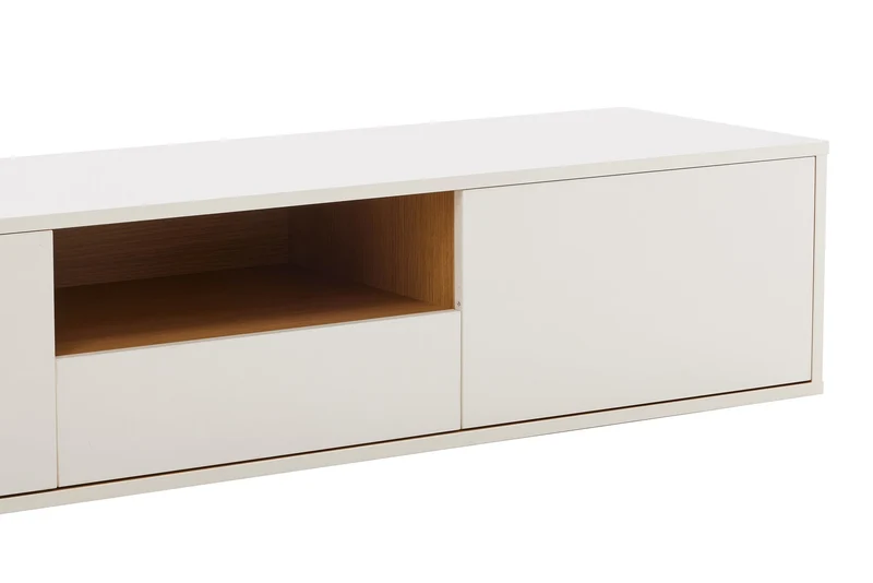 TV-Board suspendu LOFT 200 cm blanc naturel sept compartiments avec tiroir