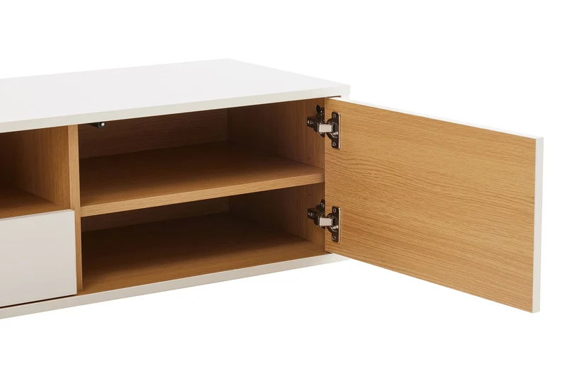 TV-Board suspendu LOFT 200 cm blanc naturel sept compartiments avec tiroir