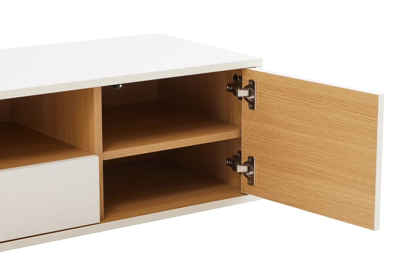 Meuble TV suspendu LOFT 150cm blanc naturel cinq compartiments avec tiroir (réf. 47813)
