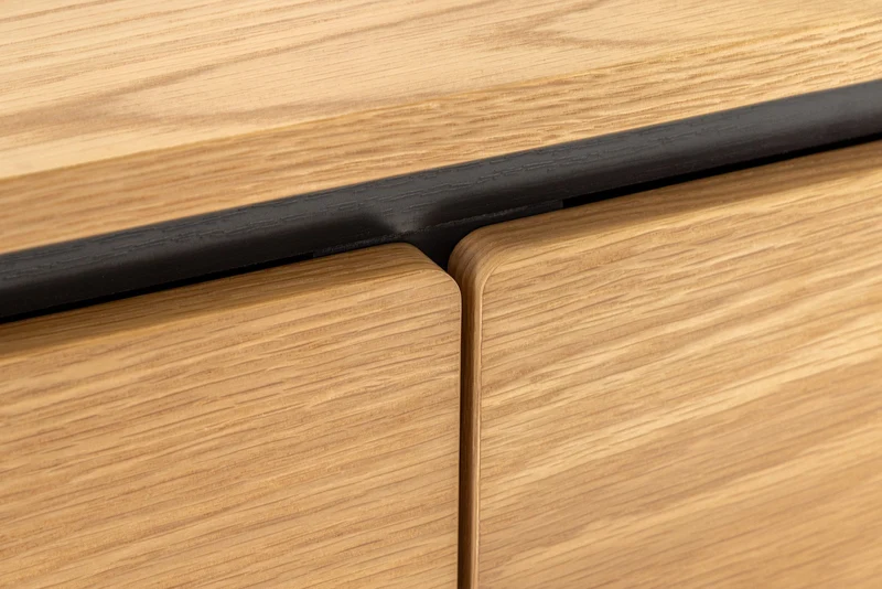 Meuble TV moderne ATELIER 200cm chêne naturel meuble bas en métal noir