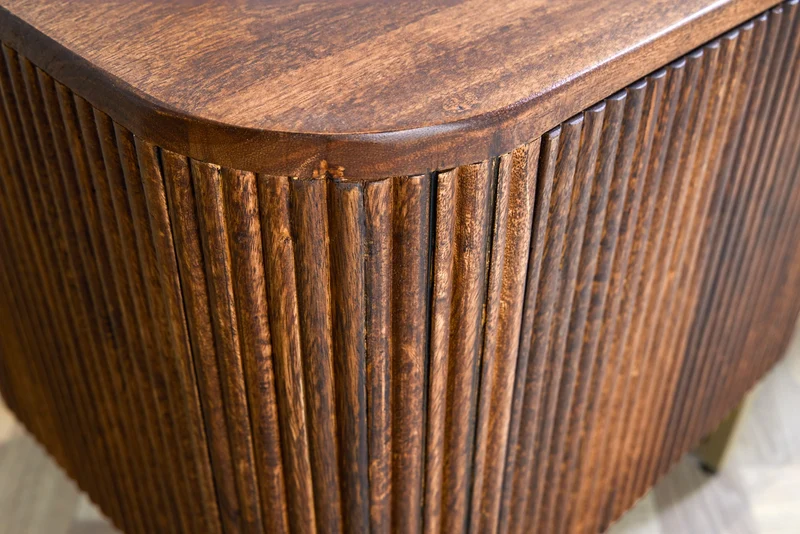 Tableau TV design GATSBY 160cm marron mat doré bois de manguier rétro